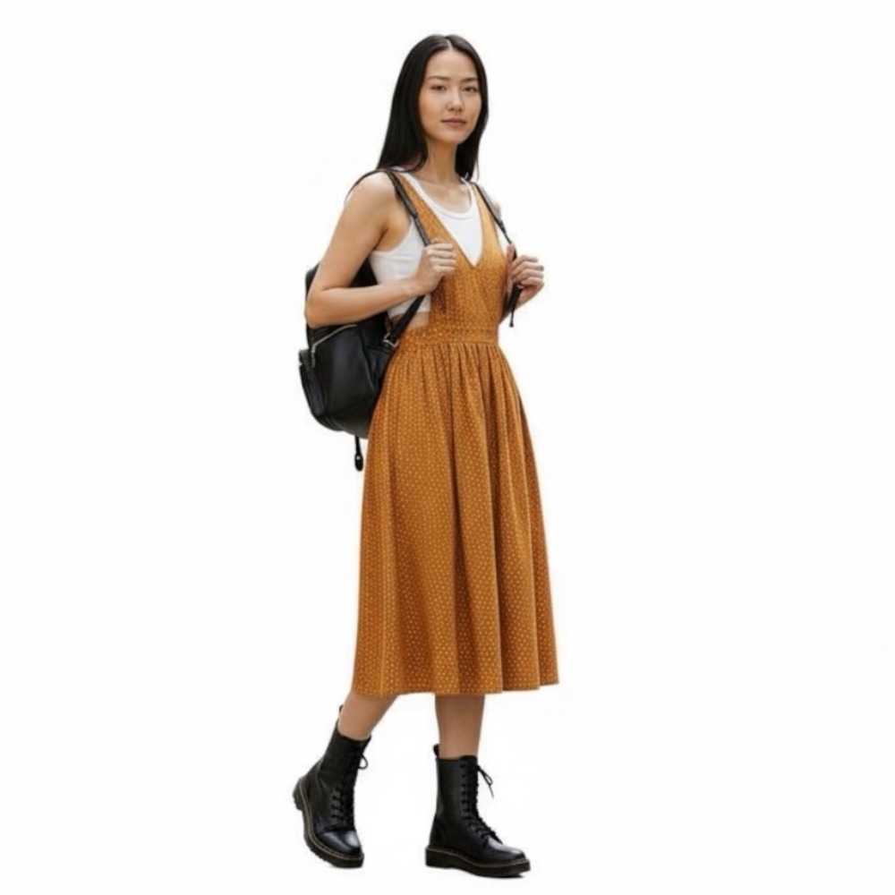 Handmade One-of-a-Kind Midi Dress Women's‎ Medium 32" Waist Pinafore Style